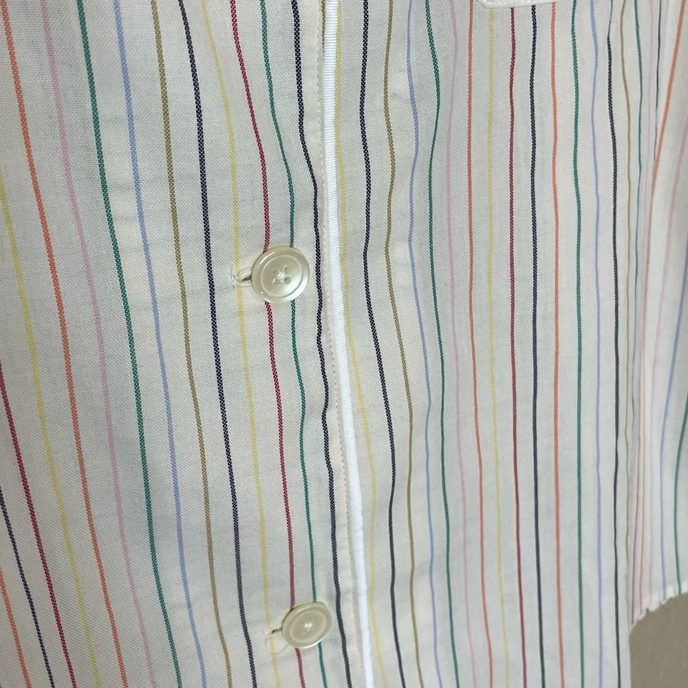 Madewell Bedtime Pajama Top in‎ Rainbow Stripe w/Pocket 100% Cotton Size Medium